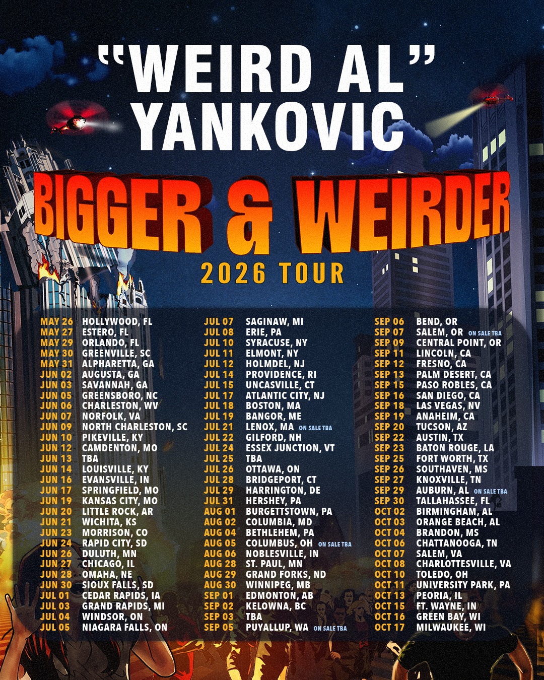 "Weird Al" Yankovic Bigger and Weirder Tour Poster 2026